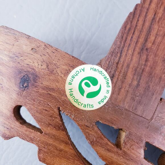 Vintage Sheesham Wood Spoon Rack-Carved Wood Necklace Organizer - Picture 11 of 11